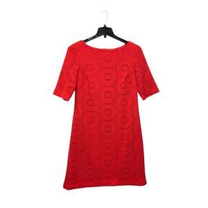 Women's ADRIANNA PAPELL Medallion Mesh Lace Shift Dress Coral Pink Size 12